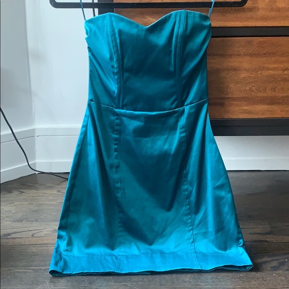 Teal sweetheart neckline cocktail dress H&M - Picture 1 of 4